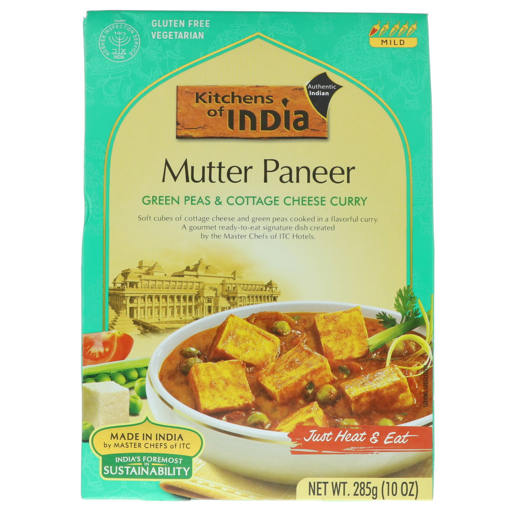 Kitchens of India, Mutter Paneer, Ervilhas Verdes e Curry de Queijo Cottage, Suave, 285 g (10 oz)