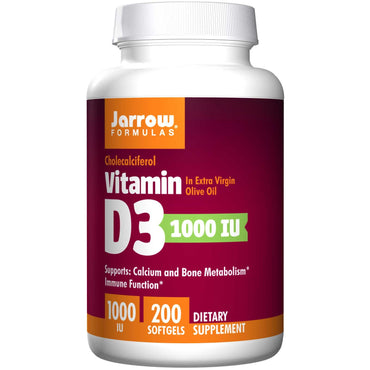 Jarrow Formulas, vitamina D3, 1000 UI, 200 cápsulas blandas
