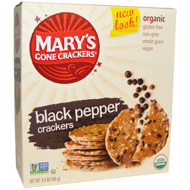 Mary's Gone Crackers, , Craquelins au poivre noir, 6,5 oz (184 g)