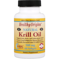 Healthy Origins, Krill Oil, Natural Vanilla Flavor, 500 mg, 60 Softgels