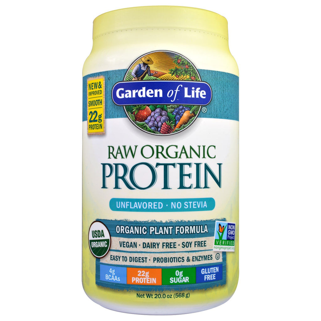 Garden of Life, proteină RAW, formulă de plante, fără arome, 20 oz (568 g)
