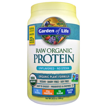 Garden of Life, Proteína CRUDA, Fórmula vegetal, Sin sabor, 20 oz (568 g)