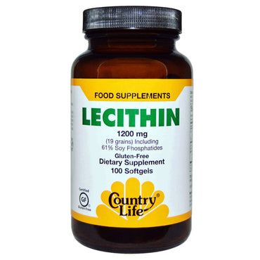 Country Life, Lecitina, 1200 mg, 100 cápsulas blandas