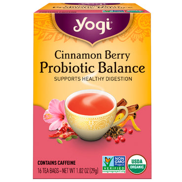 Yogi Tea, Equilíbrio Probiótico de Canela e Bagas, 16 Saquinhos de Chá, 29 g (1,02 oz)