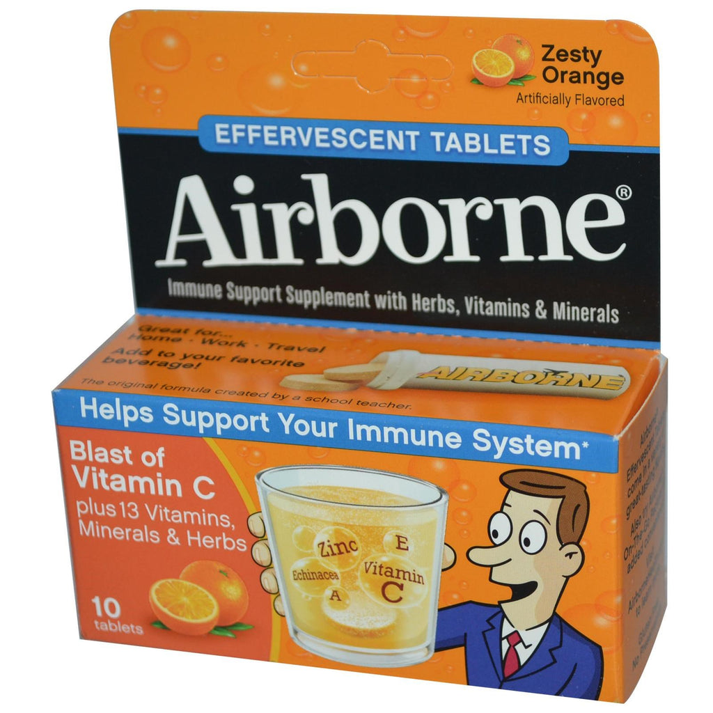 AirBorne, פיצוץ של ויטמין C, תפוז עז, 10 טבליות תוסס