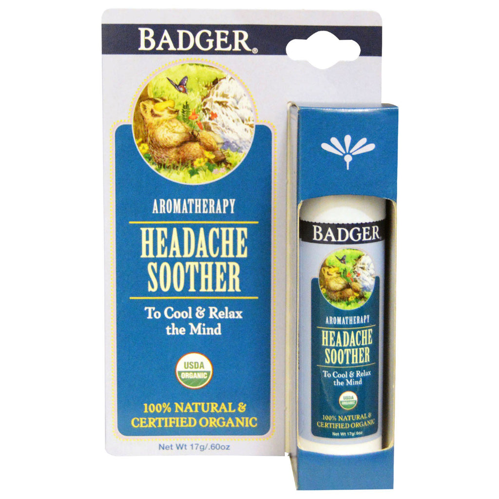 Badger Company, Suzetă pentru dureri de cap, mentă și lavandă, 17 g (0,60 oz)
