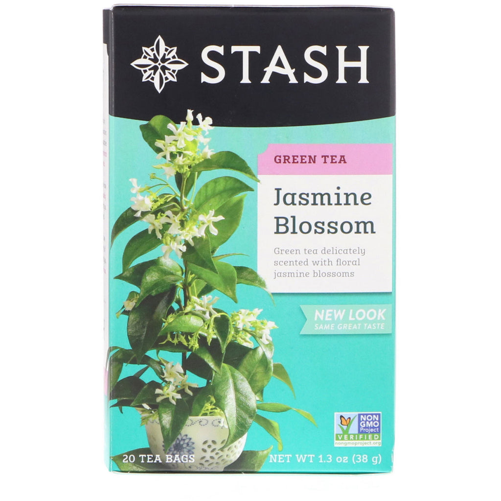 Stash Tea, Chá Verde, Flor de Jasmim, 20 Saquinhos de Chá, 38 g (1,3 oz)