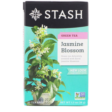 Stash Tea, شاي أخضر، زهر الياسمين، 20 كيس شاي، 1.3 أونصة (38 جم)