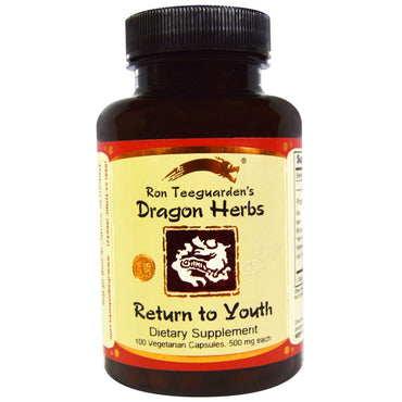 Dragon Herbs, 젊음으로 돌아가기, 500 mg, 100 식물성 캡슐