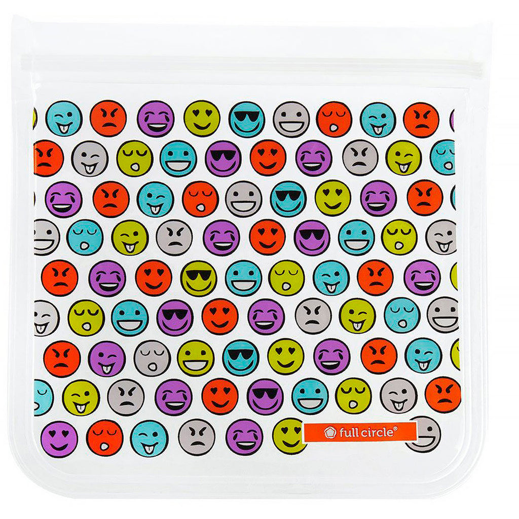 Cercle complet, ziptuck, ensemble de sacs à lunch réutilisables, emojis, 1 sandwich + 1 collation