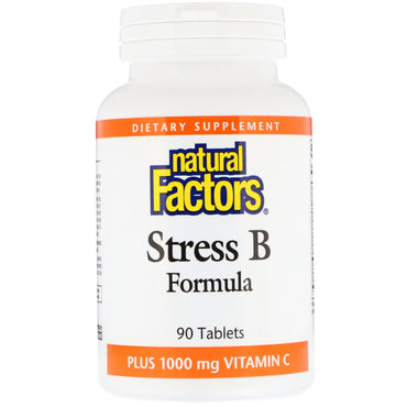 Natural Factors, 스트레스 B 포뮬러, 플러스 1000mg 비타민 C, 90정