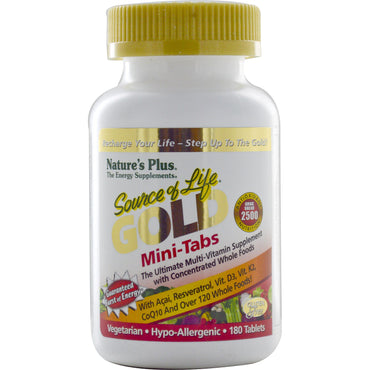 Nature's Plus, Source of Life, Gull, Mini-tabs, The Ultimate Multi-Vitamin Supplement, 180 tabletter