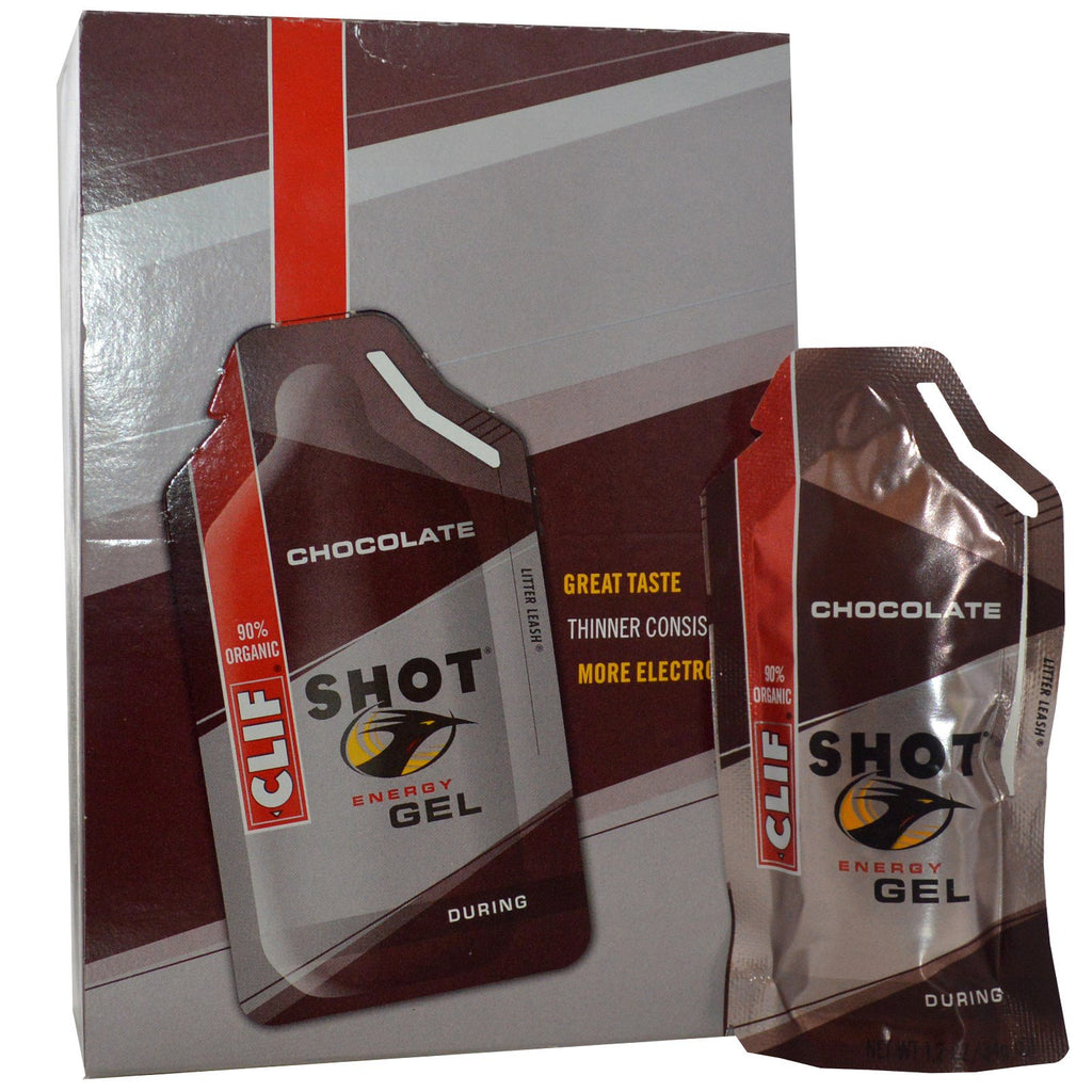 Clif Bar, Shot Energy Gel, שוקולד, 24 חבילות, 1.2 אונקיות (34 גרם) כל אחת