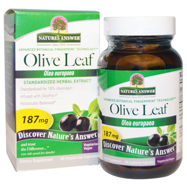 Nature's Answer, Hoja de olivo, extracto de hierbas estandarizado, 187 mg, 60 cápsulas vegetarianas