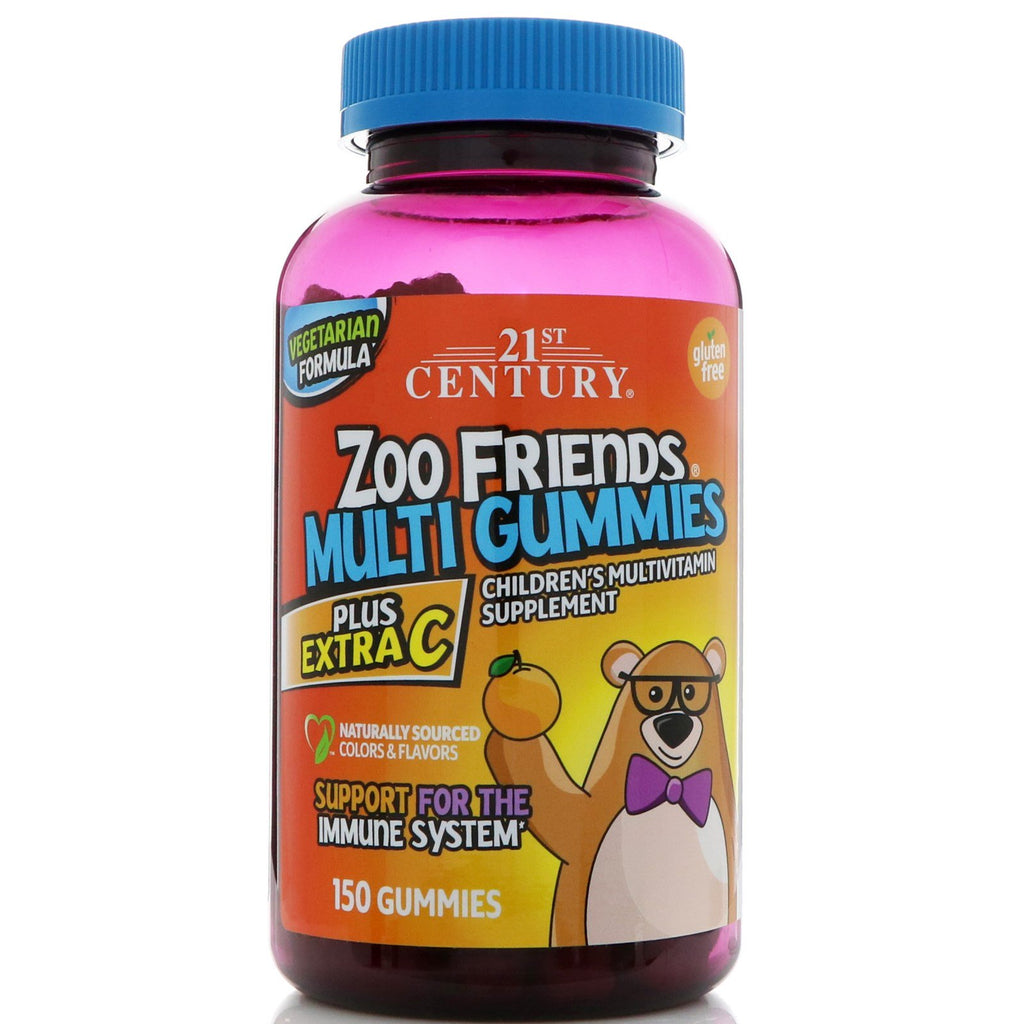 21e siècle, amis du zoo multi gummies, plus c supplémentaire, 150 gummies