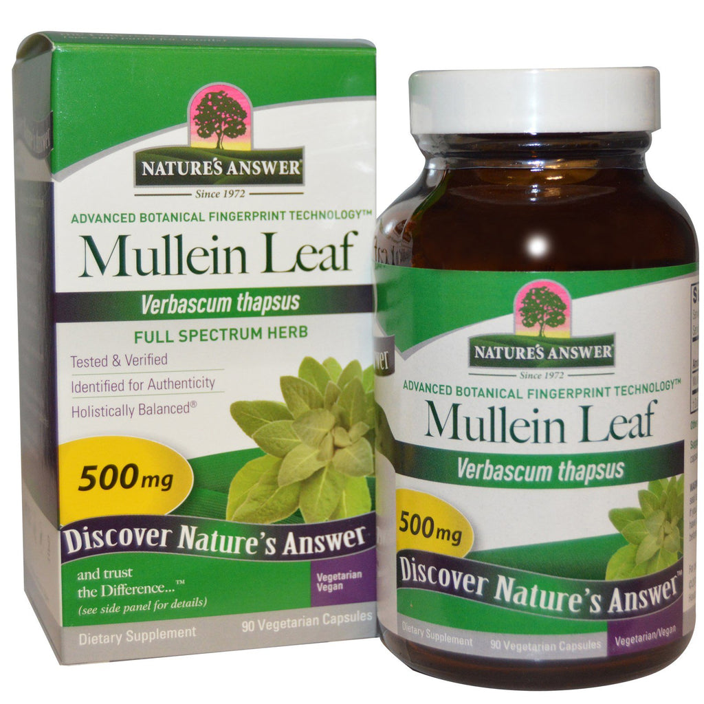 Naturens Answer, Mullein Leaf, 500 mg, 90 vegetariske kapsler