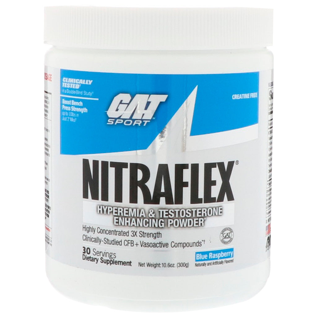 GAT, Nitraflex, บลูราสเบอร์รี่, 10.6 ออนซ์ (300 กรัม)