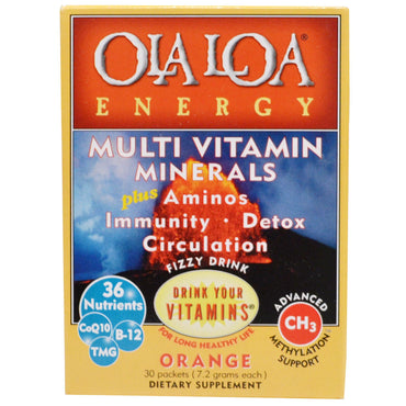 Ola Loa, Énergie, Multivitamines, Orange, 30 sachets (7,2 g) chacun