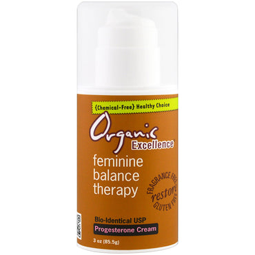 Excellence, feminin balanceterapi, progesteroncreme, parfumefri, 3 oz (85,5 g)