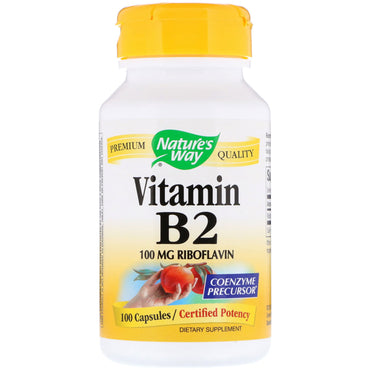 Nature's Way, vitamin B2, 100 mg, 100 kapslar