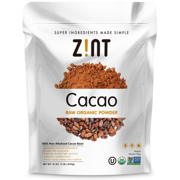Zint, rå kakaopulver, 16 oz (454 g)