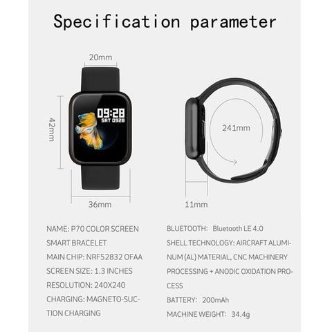 Pulsera inteligente P70 + auricular + cinturón/set banda inteligente para mujer con frecuencia cardíaca presión arterial reloj impermeable para ios android