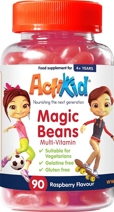 ActiKid, Magic Beans Multi-Vitamin, Raspberry - 90 gummies.