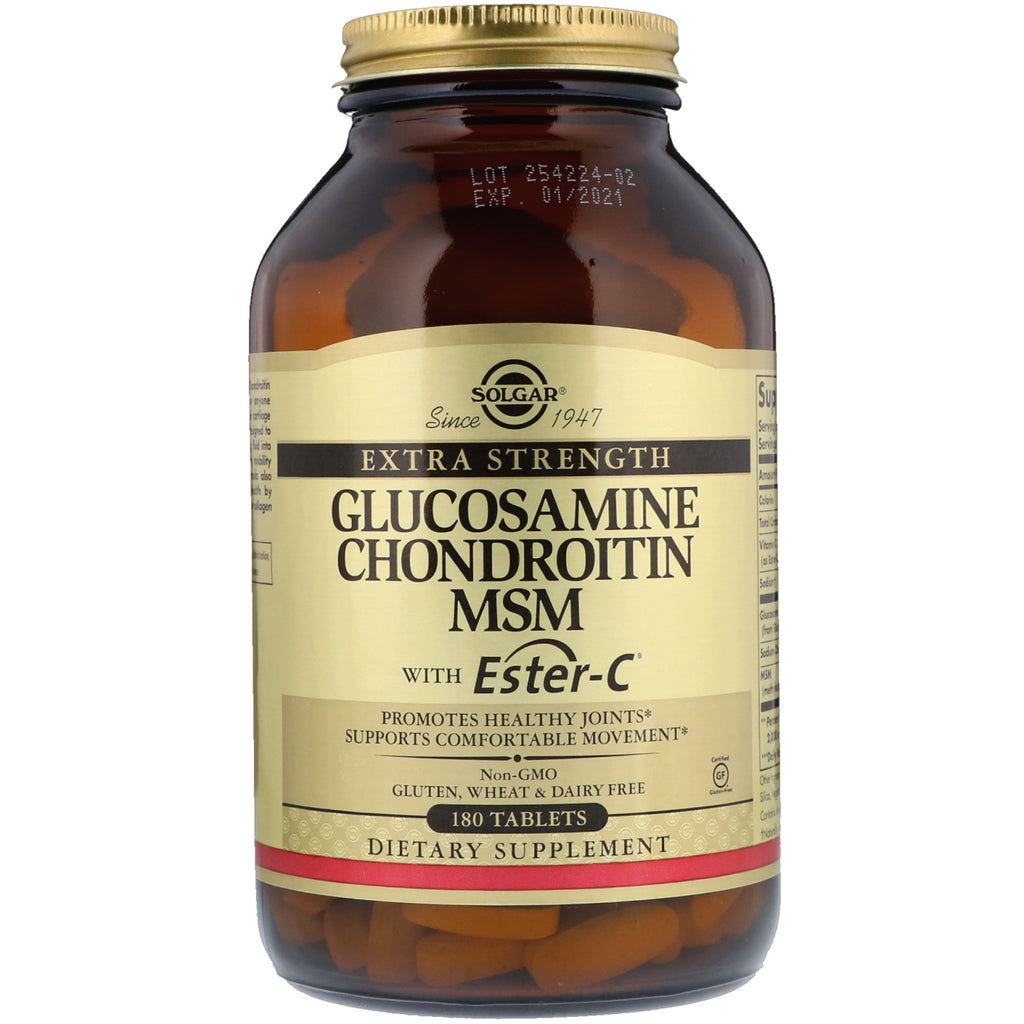 Solgar, glucosamina condroitina msm com éster-c, 180 comprimidos