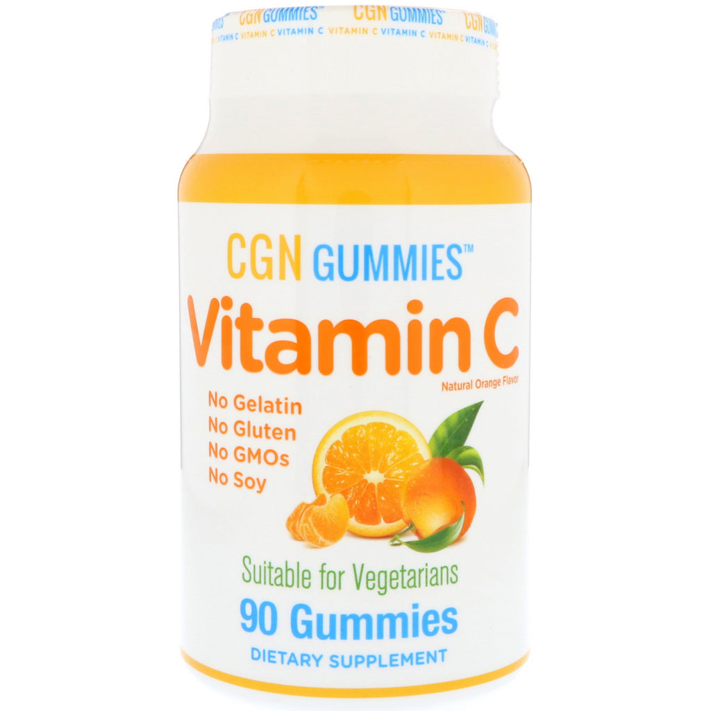 California Gold Nutrition, Gomitas con vitamina C, sin gluten, sin OGM, sin gelatina, sabor natural a naranja, 90 gomitas