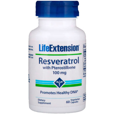 Life Extension, Resveratrol con pterostilbeno, 100 mg, 60 cápsulas vegetarianas
