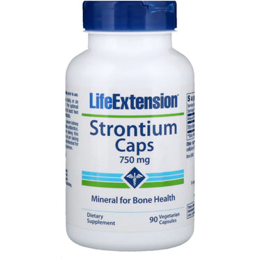 Life Extension, Strontium Caps, Mineraal voor de gezondheid van de botten, 750 mg, 90 Vegetarische capsules