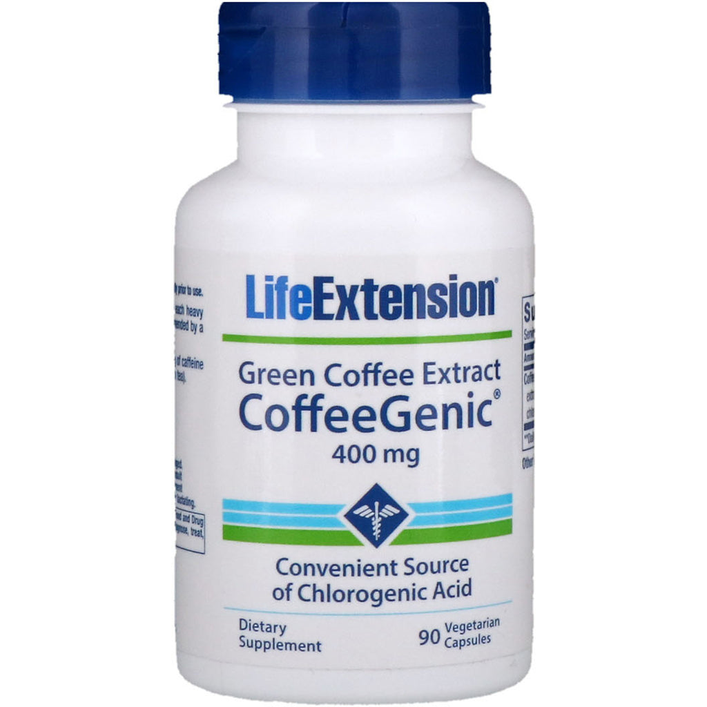 Life Extension, CoffeeGenic, grønn kaffeekstrakt, 400 mg, 90 vegetariske kapsler