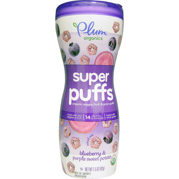 Plum's Super Puffs الخضروات والفواكه والحبوب المنتفخة بالتوت الأزرق والبطاطا الحلوة الأرجوانية 1.5 أونصة (42 جم)