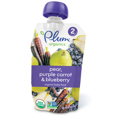 Plum s Baby Food Stage 2 Pear Purple แครอท & บลูเบอร์รี่ 4 ออนซ์ (113 g)