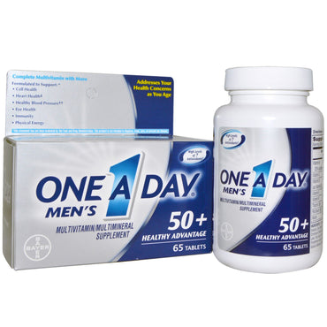 One-A-Day, Hombres, 50+ Healthy Advantage, Suplemento multivitamínico/multimineral, 65 tabletas