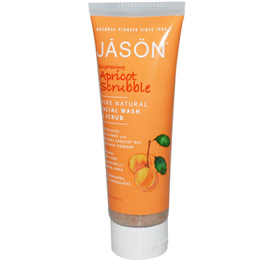 Jason Natural, lysende abrikosscrub, ansigtsvask og -scrub, 4 oz (113 g)