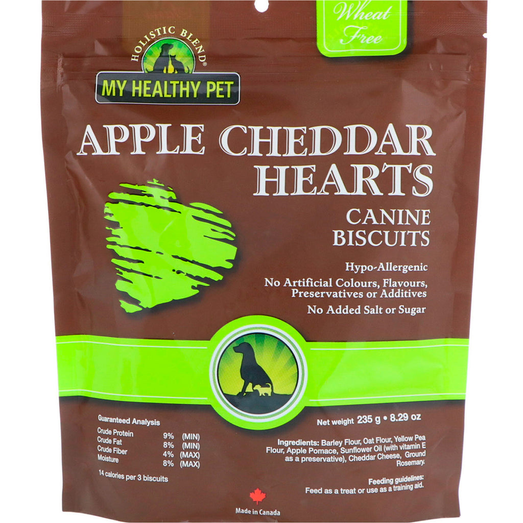 Holistic Blend, สัตว์เลี้ยงเพื่อสุขภาพของฉัน, Apple Cheddar Hearts, บิสกิตสำหรับสุนัข, 8.29 ออนซ์ (235 กรัม)