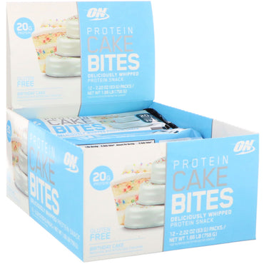 Optimum Nutrition Protein Cake Bites Pastel de cumpleaños 12 barras 2,22 oz (63 g) cada una