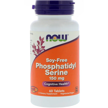 Now Foods, Phosphatidyl Serine, Sojafri, 150 mg, 60 tabletter