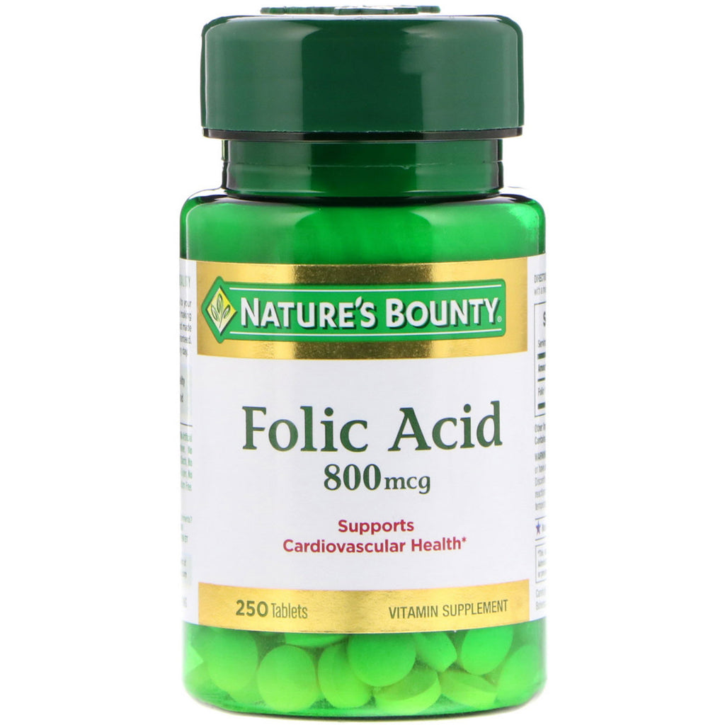 Nature's Bounty, ácido fólico, 800 mcg, 250 tabletas