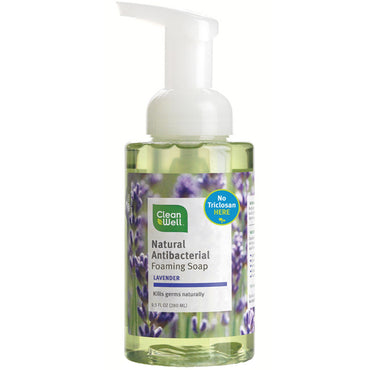 Clean Well, Natural Antibacterial Foaming Soap, Lavender, 9.5 fl oz (280 ml)