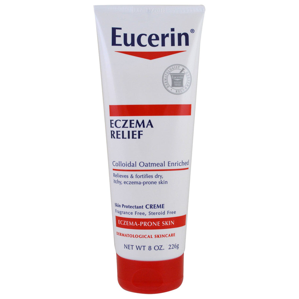 Eucerin, קרם גוף להקלה על אקזמה, עור נוטה לאקזמה, ללא ריח, 8.0 אונקיות (226 גרם)