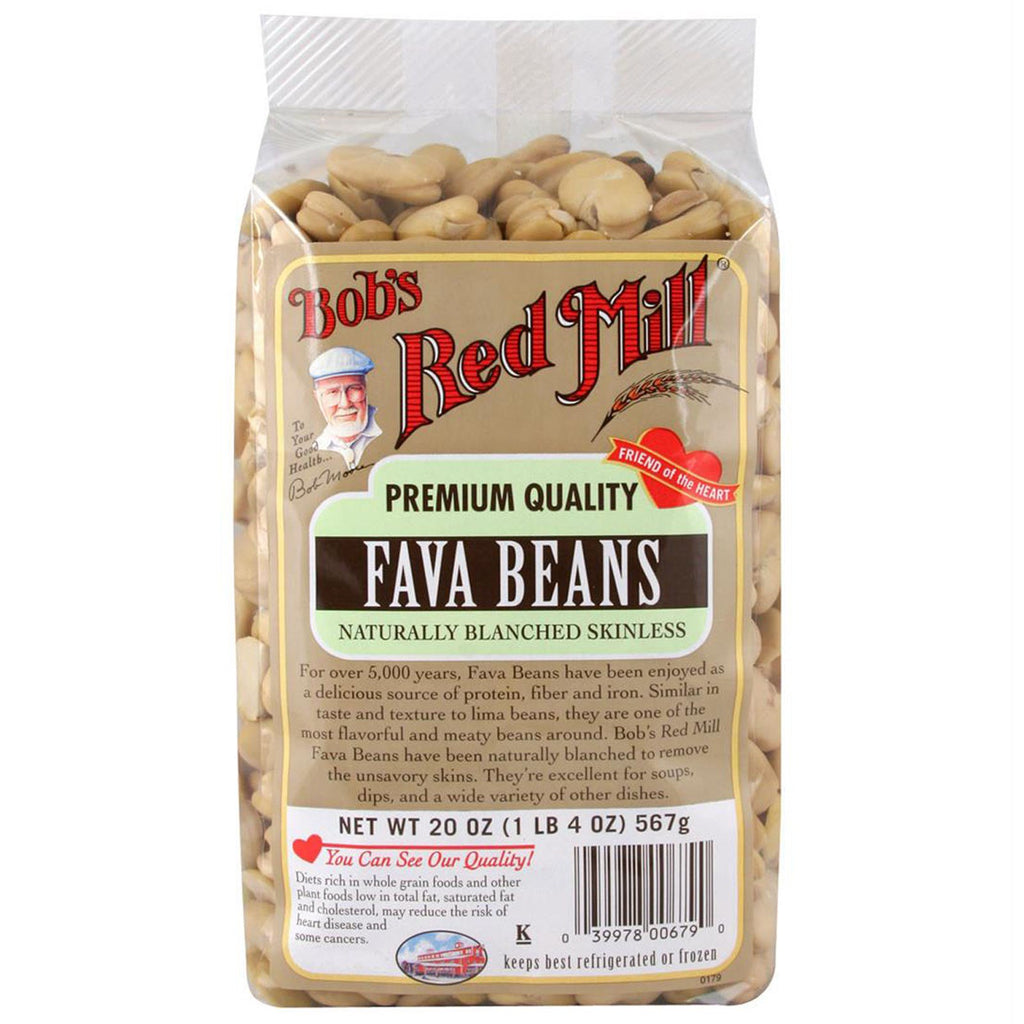 Bob's Red Mill, Fava Beans, naturligt blancherade utan skinn, 20 oz (567 g)