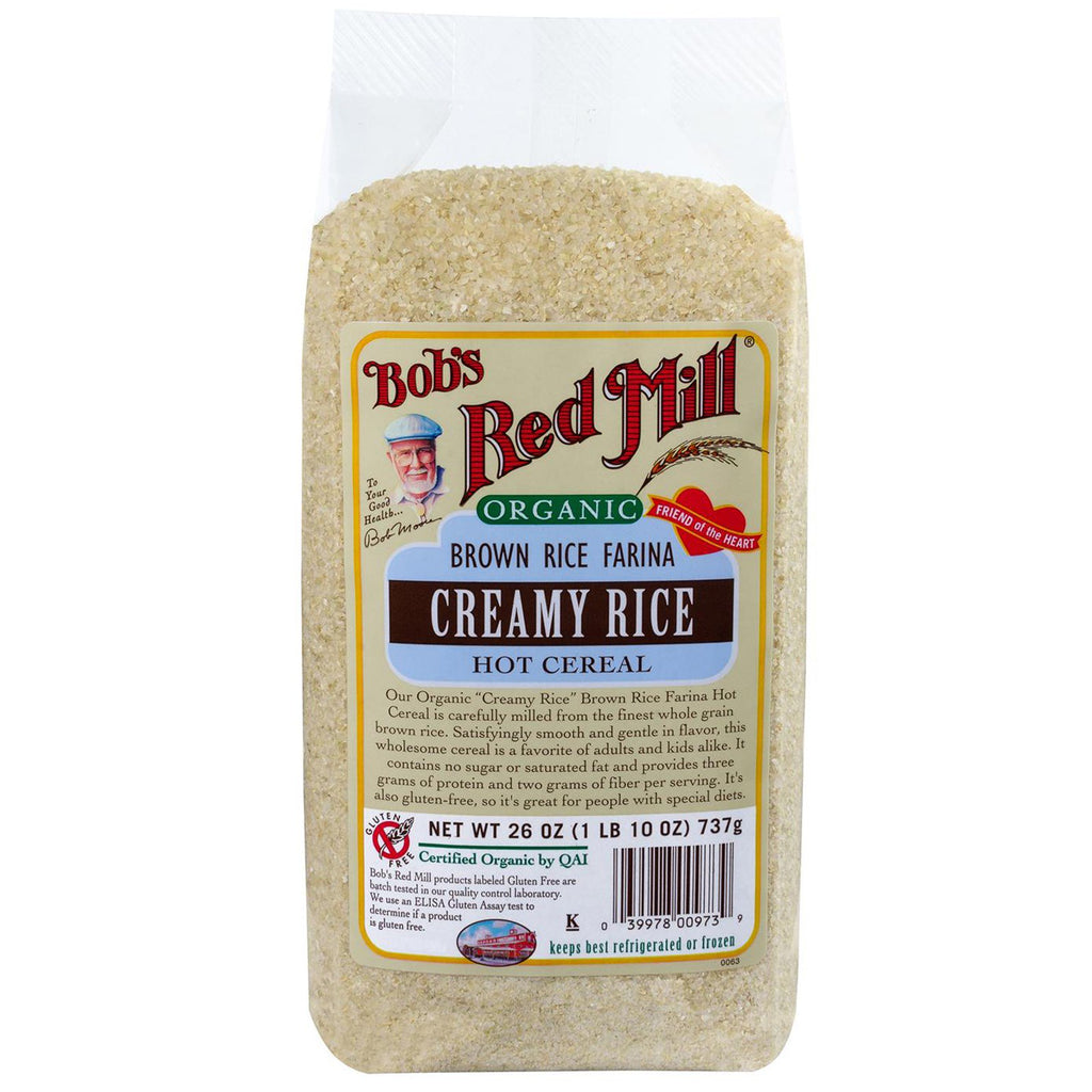 Bob's Red Mill, brun ris Farina, kremet ris, varm frokostblanding, 26 oz (737 g)