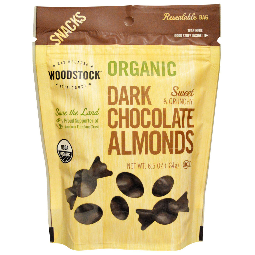 Woodstock, , Dark Chocolate Almonds, 6.5 oz (184 g)