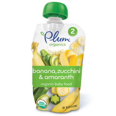 Plum s Baby Food Estágio 2, Banana, Abobrinha e Amaranto 3,5 oz (99 g)