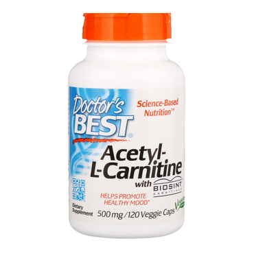 Doctor's Best, Acetil-L-Carnitina, 500 mg, 120 cápsulas vegetales
