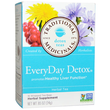Traditional Medicinals, Detox Teas, EveryDay Detox, 16 Wrapped Tea Bags, .85 oz (24 g)