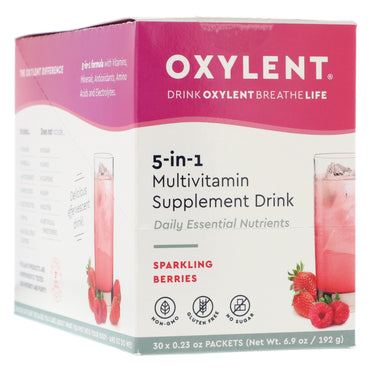 Vitalah, Oxylent, 종합 비타민 보충 음료, 스파클링 베리, 30 패킷, 각 0.23 oz (6.4 g)