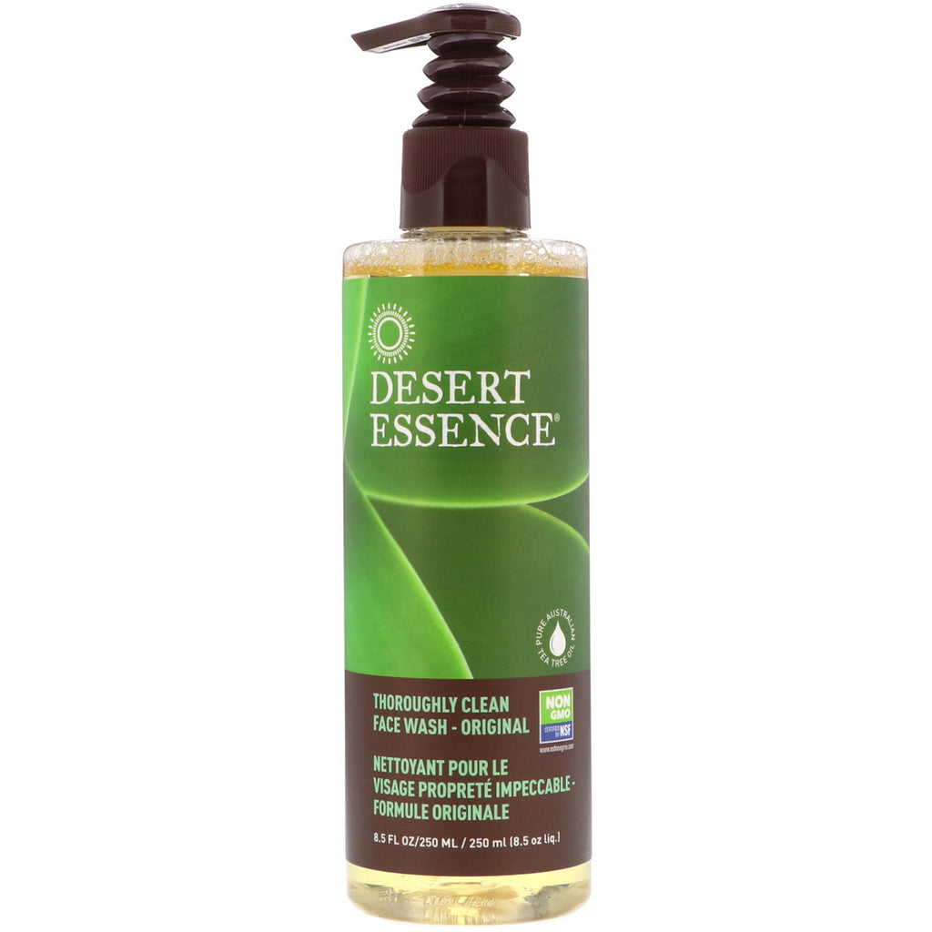 Desert Essence, detergente viso accuratamente pulito, originale, 8,5 fl oz (250 ml)